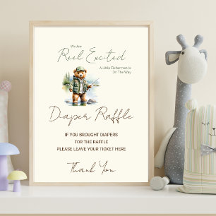 Luier Raffle Sign Reel Opgewonden Baby shower Poster