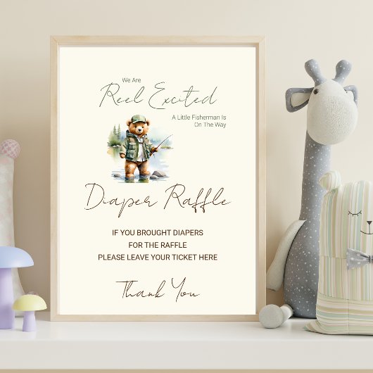 Luier Raffle Sign Reel Opgewonden Baby shower Poster