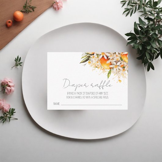 Luier Raffle Sinaasappel Citrus Tangerine Baby sho Informatiekaartje