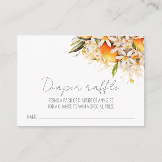 Luier Raffle Sinaasappel Citrus Tangerine Baby sho Informatiekaartje (Voorkant)