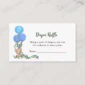 Luier Raffle Spel Beer Blauwe Ballon Eucalyptus Informatiekaartje (Voorkant)