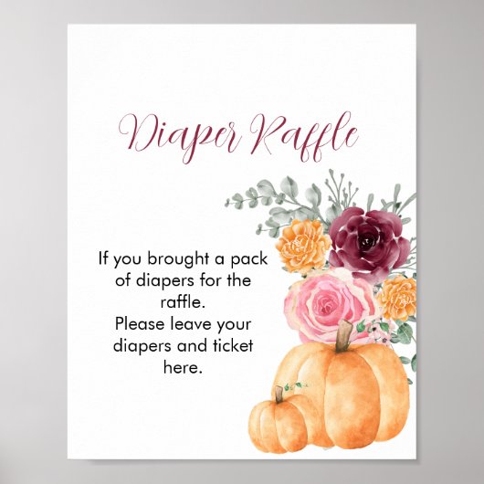 Luier Raffle Spel Herfst Pompoen Bourgondië Roze Poster (Voorkant)