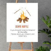 Luier Raffle Spel Smore Campfire Baby shower Poster