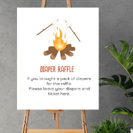Luier Raffle Spel Smore Campfire Baby shower Poster
