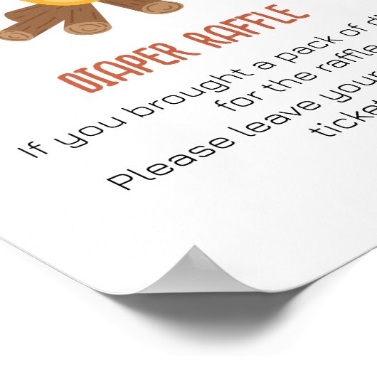 Luier Raffle Spel Smore Campfire Baby shower Poster (Hoek)