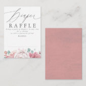 Luier Raffle Stoffig Roze Bloemen Baby shower Tick Informatiekaartje (Voorkant / Achterkant)