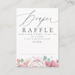 Luier Raffle Stoffig Roze Bloemen Baby shower Tick Informatiekaartje