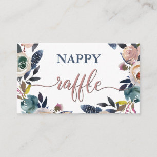 Luier Raffle Stoffig Roze Navy Blauw Baby shower Informatiekaartje