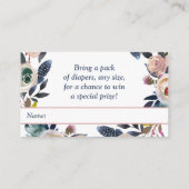 Luier Raffle Stoffig Roze Navy Blauw Baby shower Informatiekaartje (Achterkant)