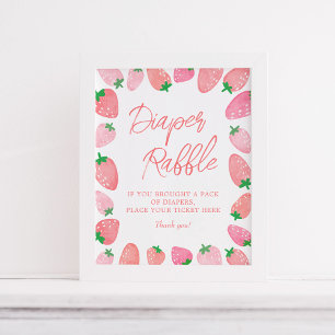 Luier Raffle Strawberry Baby shower Poster