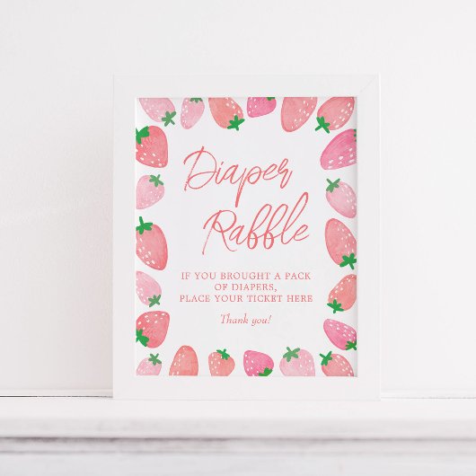 Luier Raffle Strawberry Baby shower Poster