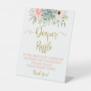 Luier Raffle succulent Reclamebord Met Voetstuk