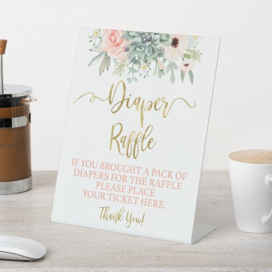 Luier Raffle succulent Reclamebord Met Voetstuk (Insitu)