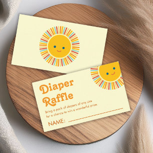 Luier Raffle Sun Baby Shower Schattig Oranje Geel Informatiekaartje