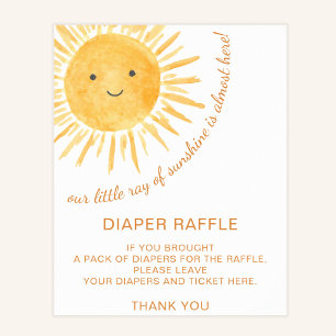 Luier Raffle Sunshine Baby shower Sign Poster