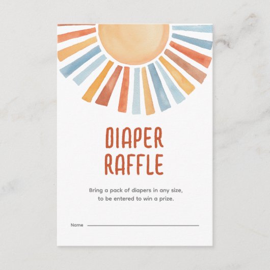 Luier Raffle Sunshine Genderneutraal Baby shower Informatiekaartje (Voorkant)