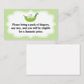 Luier Raffle Sweet Pea Baby shower kaart Visitekaartje (Voorkant / Achterkant)