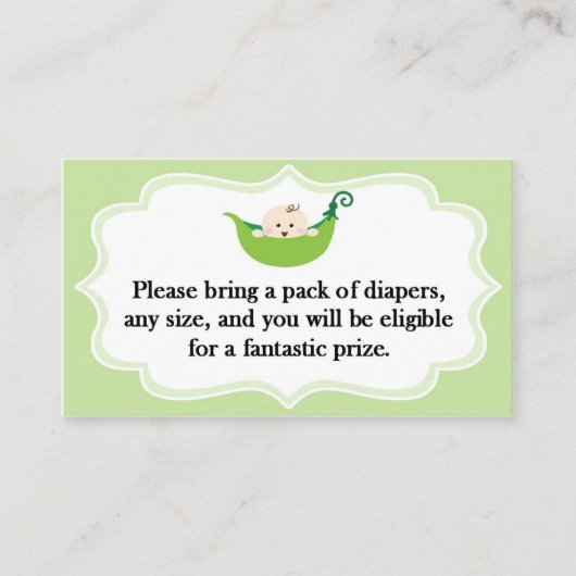 Luier Raffle Sweet Pea Baby shower kaart Visitekaartje (Voorkant)