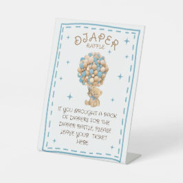 Luier Raffle Teddy Bear Baby Jongen Douche Spel Reclamebord Met Voetstuk