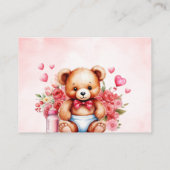 Luier Raffle Teddy Bear Baby shower Floral Pink Informatiekaartje (Achterkant)