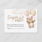 Luier Raffle Teddy Bear Baby shower Informatiekaartje (Voorkant)