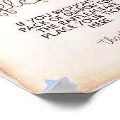 Luier Raffle Teddy Bear Blauw Baby shower spel Poster (Hoek)