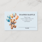 Luier Raffle Teddy Bear Boy Blauw Baby shower Informatiekaartje (Voorkant)