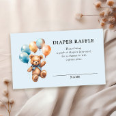 Luier Raffle Teddy Bear Boy Blauw Baby shower Informatiekaartje