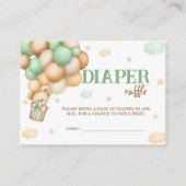 Luier Raffle Teddy Bear Groene Hete Luchtballon Informatiekaartje (Voorkant)
