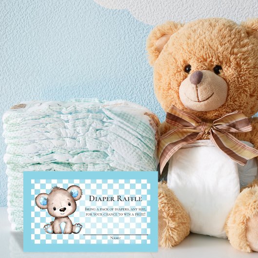 Luier Raffle Teddy Bear Picknick Baby shower spel Informatiekaartje