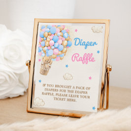 Luier Raffle Teddy Bear Roze Blauw Game Sign Foto Afdruk