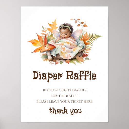 Luier Raffle Teken Baby shower Woodland Fairy Poster (Voorkant)