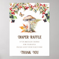 Luier Raffle Teken Baby shower Woodland Mushroom