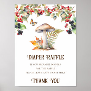 Luier Raffle Teken Baby shower Woodland Mushroom Poster
