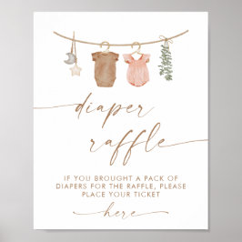 Luier Raffle teken | Boho Geslacht onthulling luie Poster