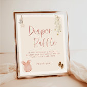 Luier Raffle Teken, Boho Roze Meisje Baby shower Poster