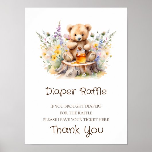 Luier Raffle Teken een beetje honing Baby shower Poster (Voorkant)