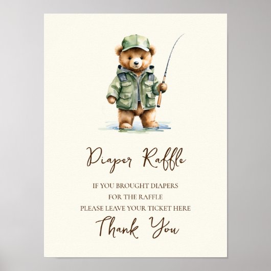 Luier Raffle Teken Een Kleine Visser Baby shower Poster (Voorkant)
