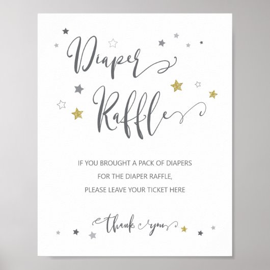 Luier Raffle Teken Genderneutraal Baby shower Poster (Voorkant)