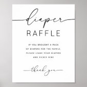 Luier Raffle teken. Minimalistisch baby shower spe Poster (Voorkant)