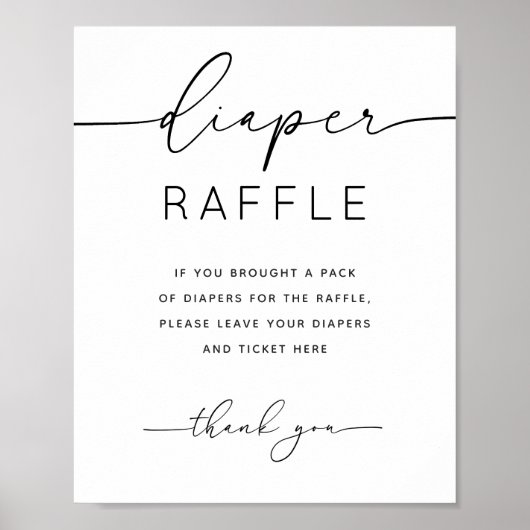 Luier Raffle teken. Minimalistisch baby shower spe Poster (Voorkant)