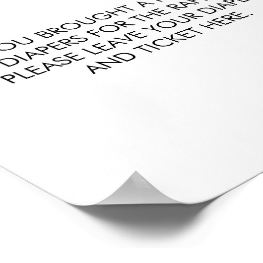 Luier Raffle teken Modern Minimalistisch Eenvoudig Poster (Hoek)