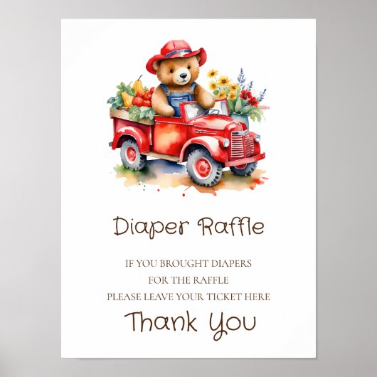Luier Raffle teken Teddy lokaal geteeld Baby Poster (Voorkant)