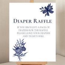 Luier Raffle Teken Waterverf Navy Blue Floral