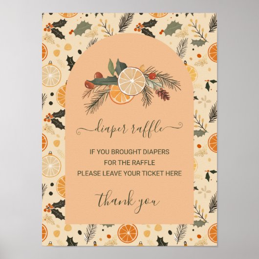 Luier Raffle Teken Winter Citrus Baby shower Poster (Voorkant)
