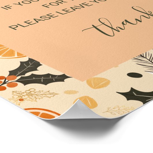 Luier Raffle Teken Winter Citrus Baby shower Poster (Hoek)