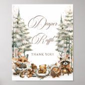 Luier Raffle Teken Winter Waterverf Dieren Poster (Voorkant)