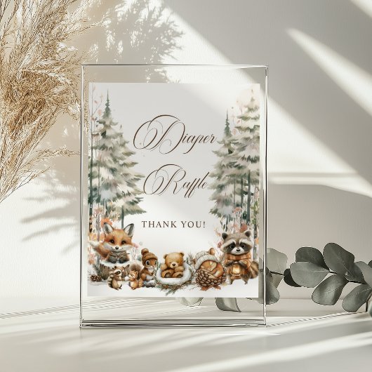 Luier Raffle Teken Winter Waterverf Dieren Poster