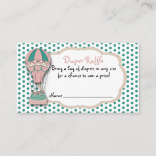 Luier Raffle Ticket, Baby shower Hete Luchtballon Informatiekaartje