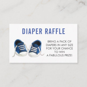 Luier Raffle Ticket, Blauw Sneakers Baby shower Informatiekaartje